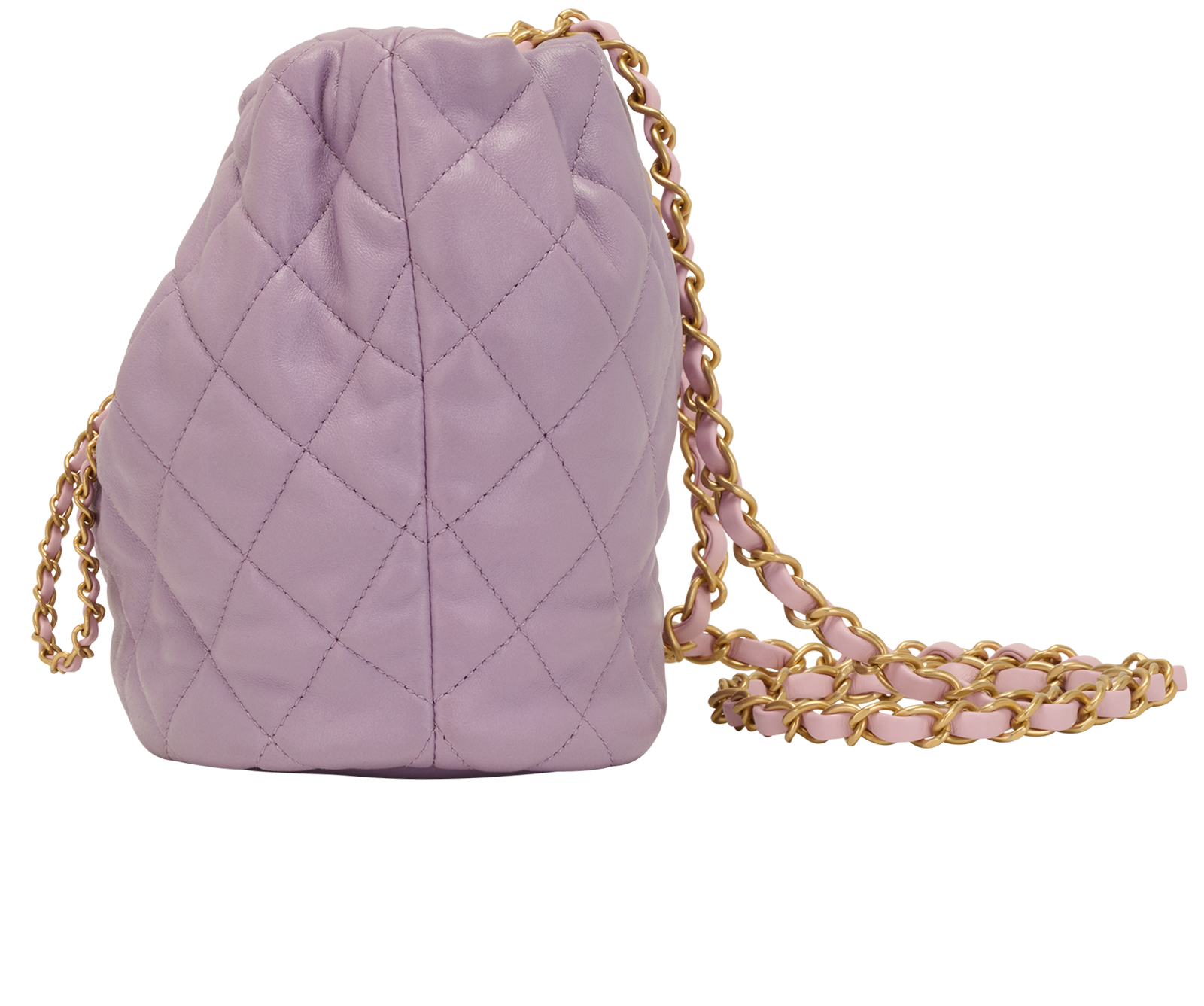 CC Diamond-Quilted Bucket Bag, &pound;3,500, Handbags, Purple, Leather, Bottom view